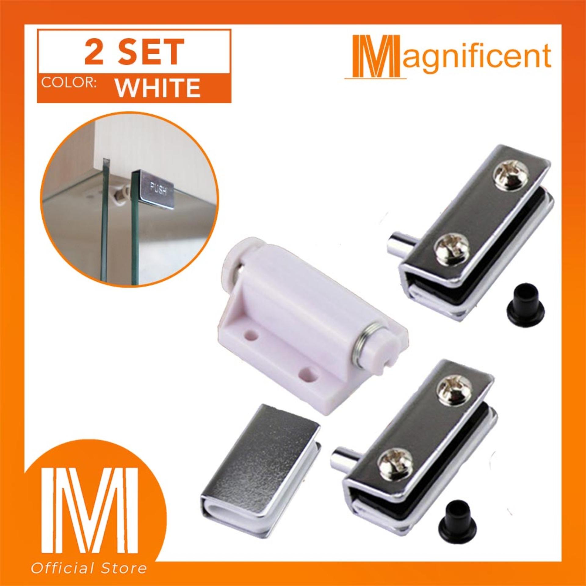 Push to Open Glass Hinge Single (White) (2 sets) Lazada