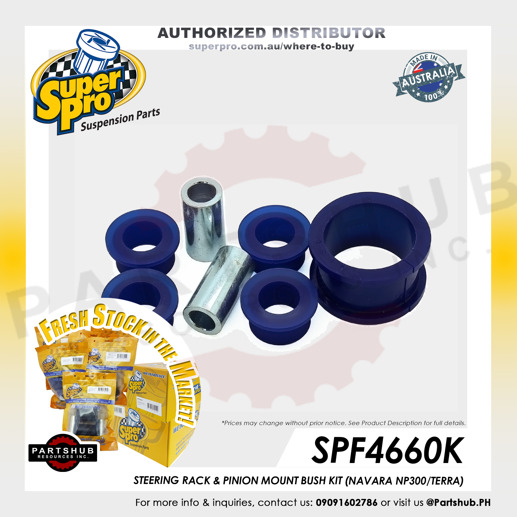 SUPERPRO SPF4660K STEERING RACK & PINION MOUNT BUSH KIT (NAVARA NP300