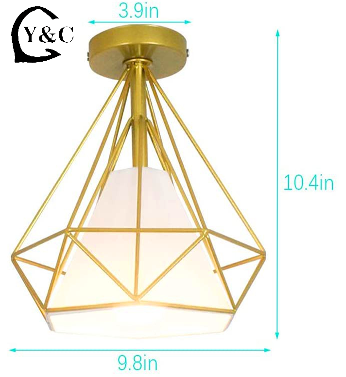 Y&C Indoor Ceiling Lamp Modern chandelier ceiling light industry metal cage GOLD CHANDELIER