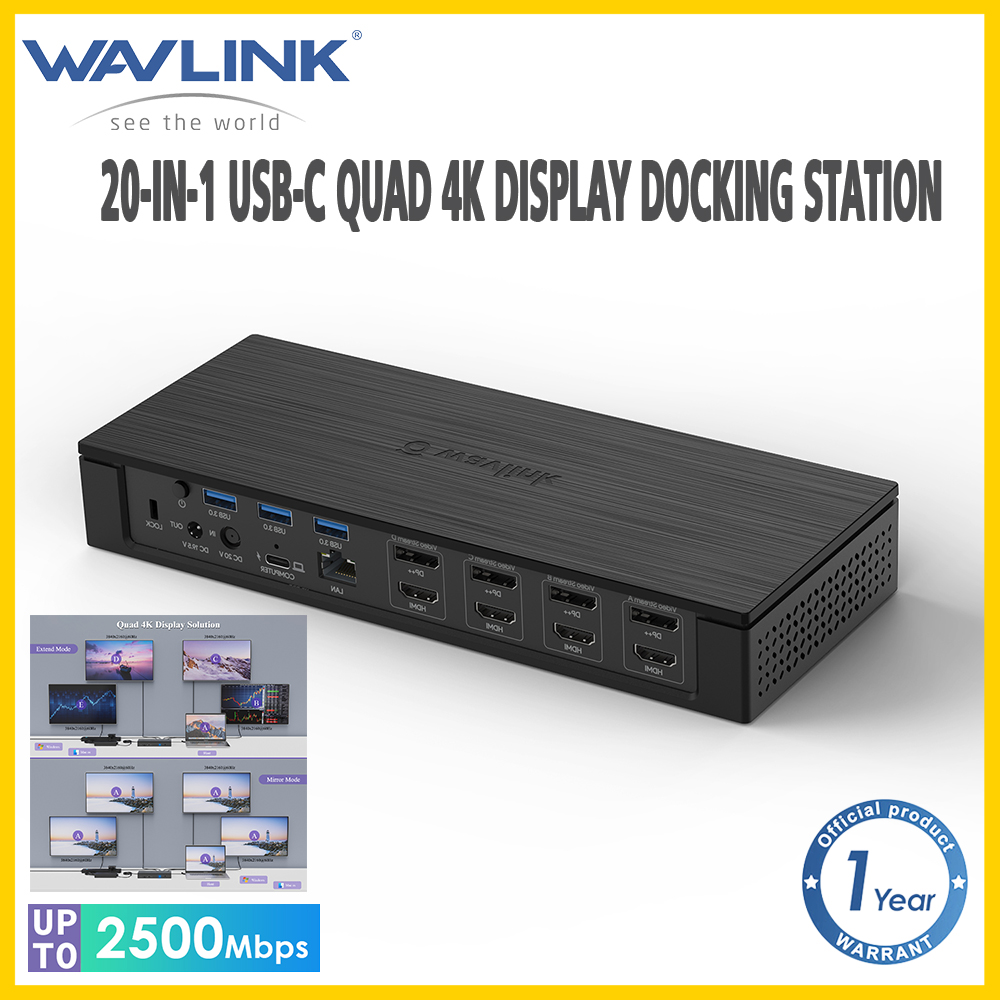 Wavlink 20In1 Universal Hub Docking Station With 60hz Dual 5k, 4x