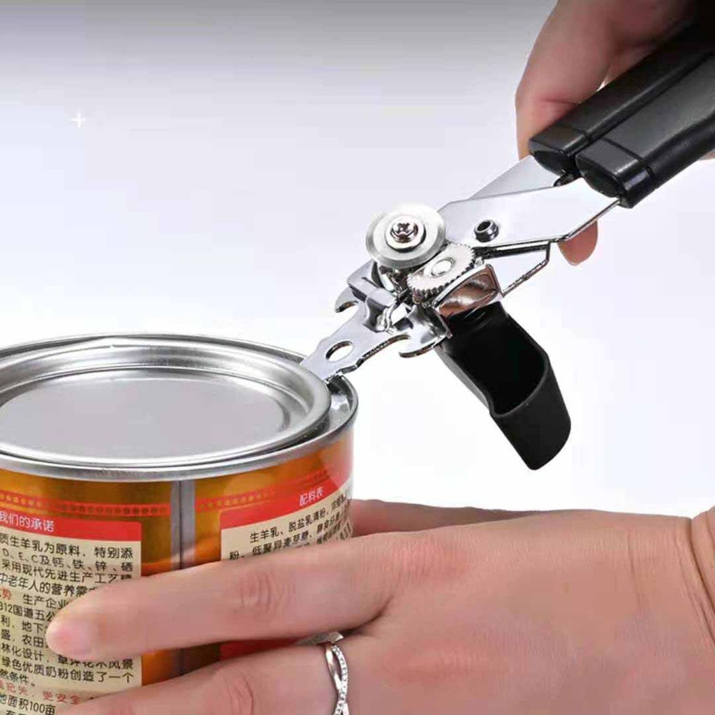 Can Opener Stainless Steel Manual Tin Can Opener Heavy Duty 3-in-1 Bottle  Opener Lever for Kitchen by JUST4U