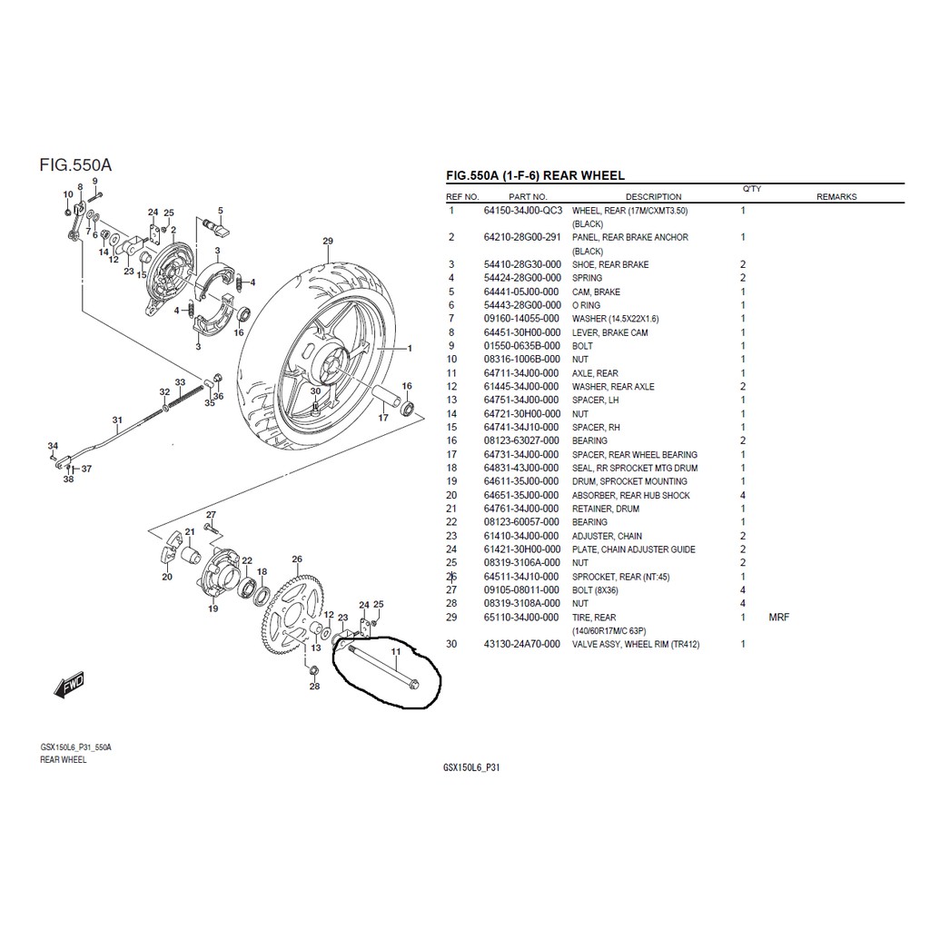 HOT SELL SGP - AXLE ( FRONT, REAR SWING ARM ) - GIXXER 150 GIXXER 150 F ...