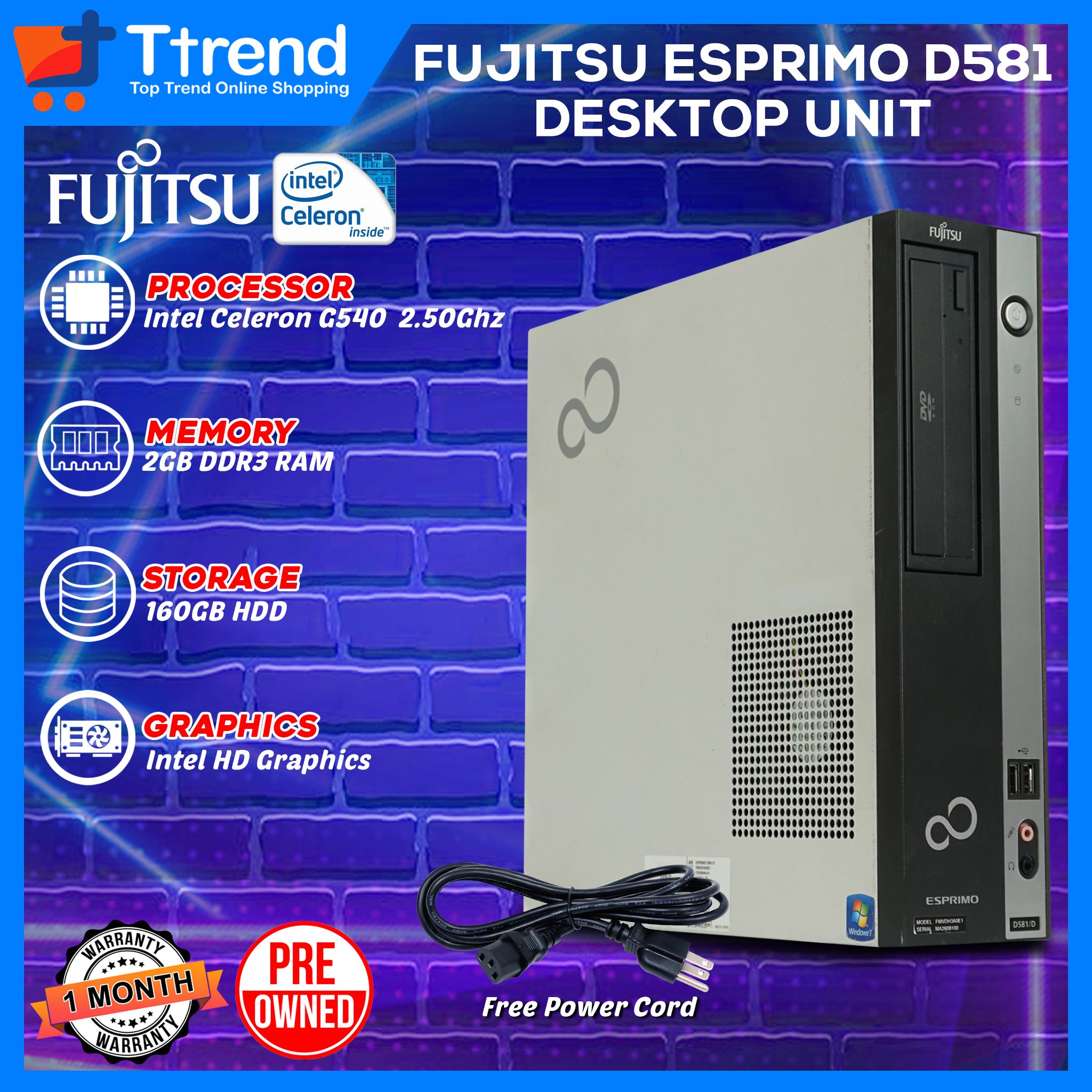 Fujitsu Esprimo D581 Slim CPU | Intel Celeron 2nd Gen, 4GB RAM