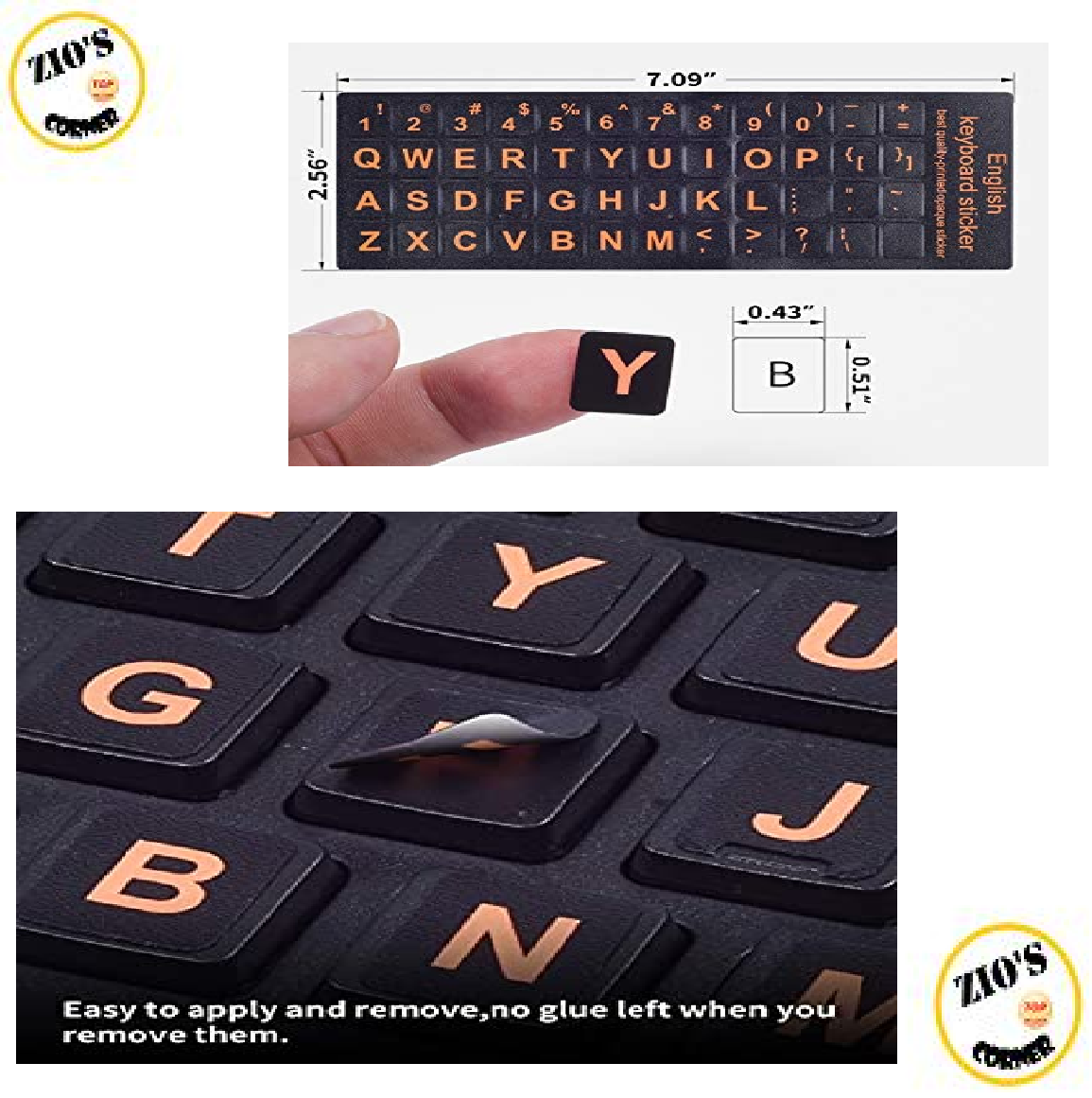 Universal English Keyboard Stickers(Upper CASE), Keyboard Replacement Sticker Black Background