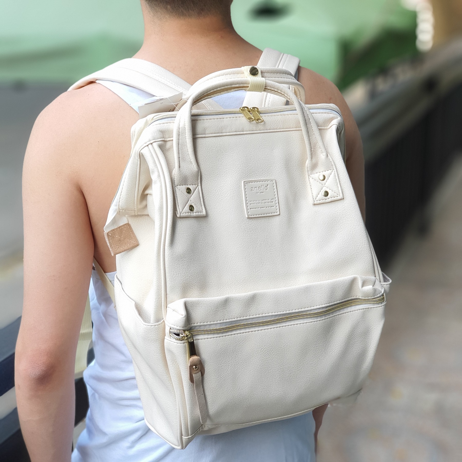 🌿 ANELLO LEATHER RUCKSACK (Ivory - Anello Bags Philippines