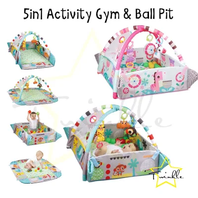 TwinklePH 5-in-1 Jumbo Musical Activity Gym & Ball Pit | Oversized Play Mat for Tummy Time Baby Bumper Cushion