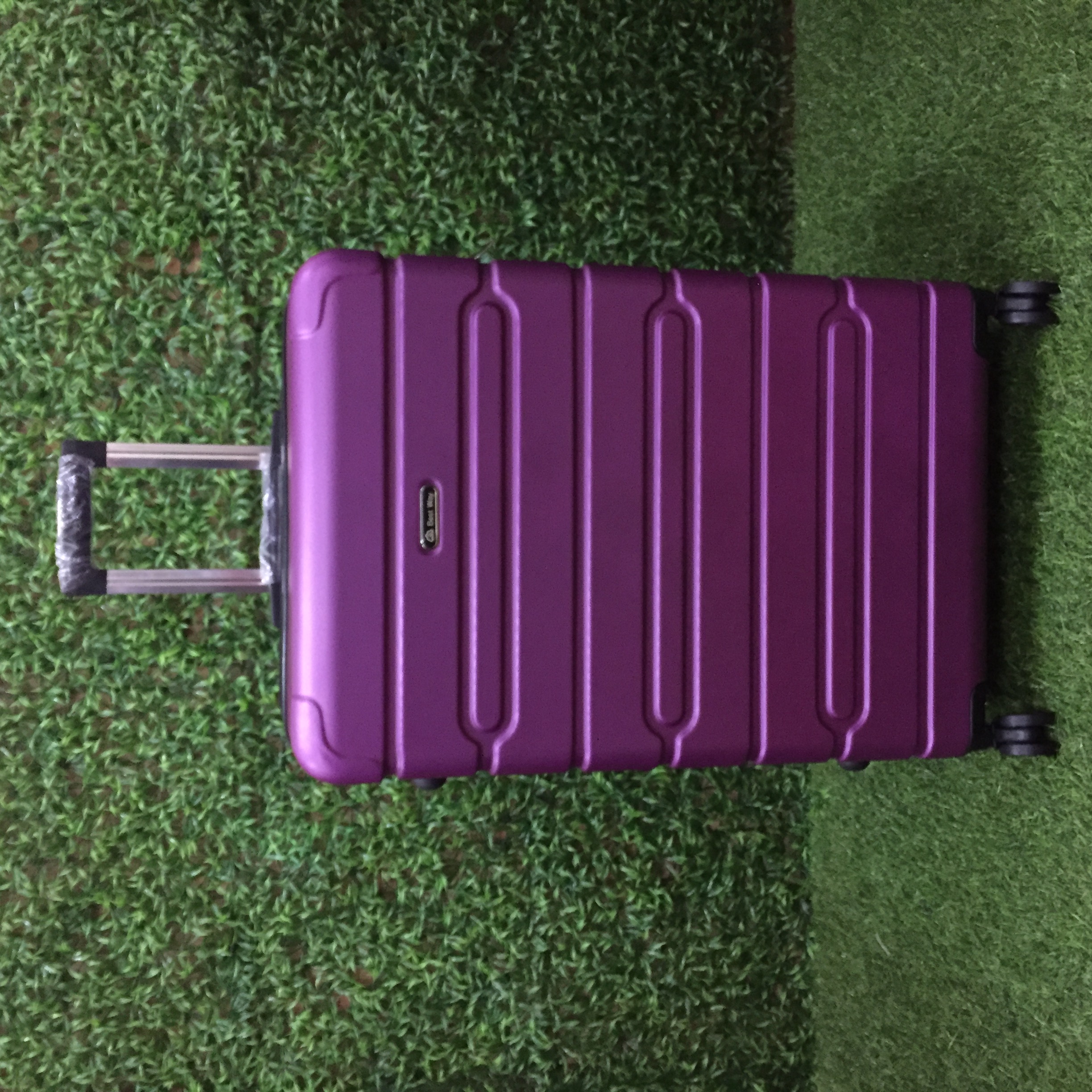 purple hard luggage