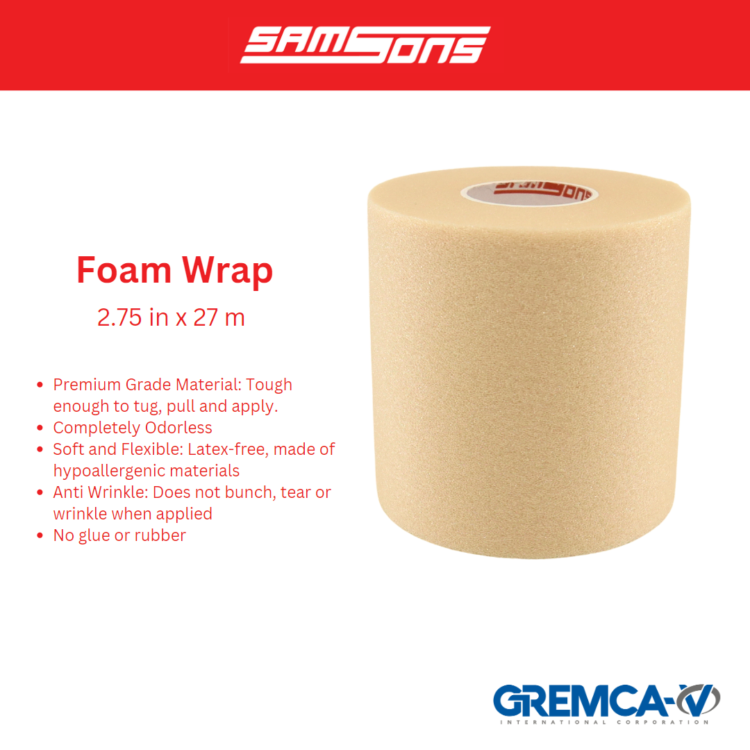 Samsons Sports Tape & Foam Wrap White Cotton Fabric Athletic Tape