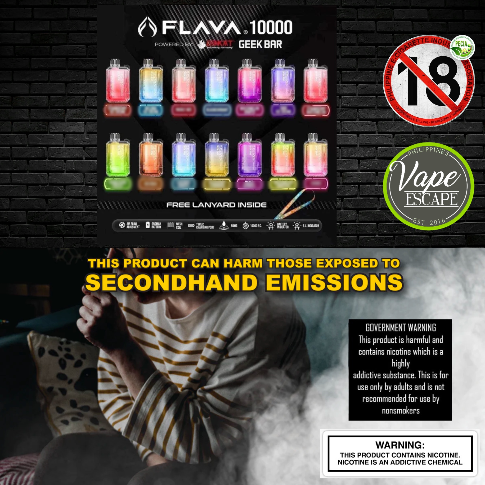 Flava Geekbar 10000 Puffs Disposable Pod With Free Lanyard Lazada Ph