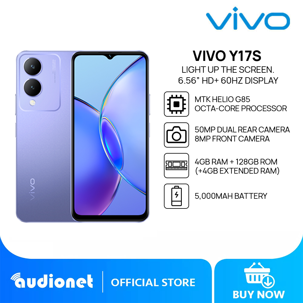 Vivo Y17s Smartphone, 4GB+128GB, MTK Helio G85, 6.56” HD+ 60Hz Display, 50MP Dual Rear Camera, 5000mAh Battery, Funtouch OS 13