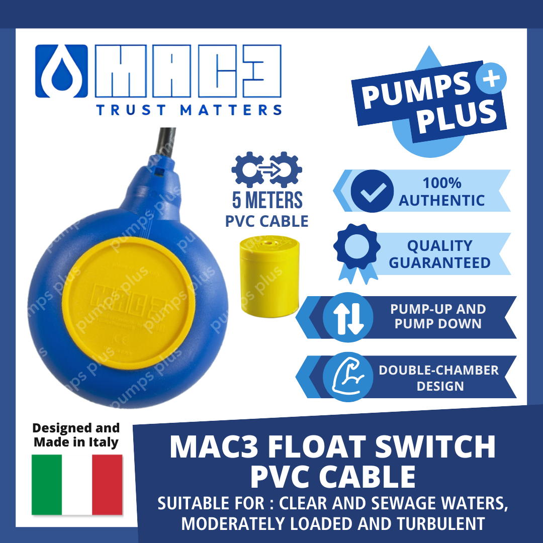 MAC3 Float Switch with 5-meters PVC Cable and Counterweight for Cistern ...