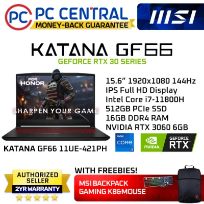 MSI KATANA GF66 (11UE-421PH) Gaming Laptop | Intel i7-11800H (8 cores) | 16GB RAM | 512GB SSD | RTX 3060 6GB (PC CENTRAL)