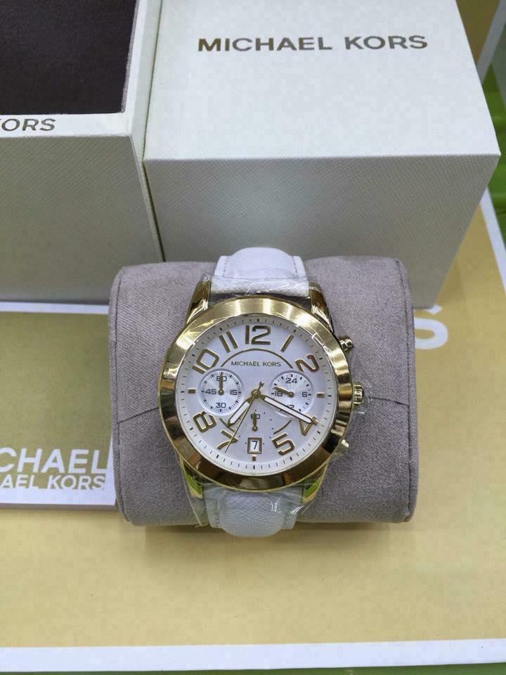 Michael Kors Womens Corey ThreeHand White Leather Watch 38mm  Macys