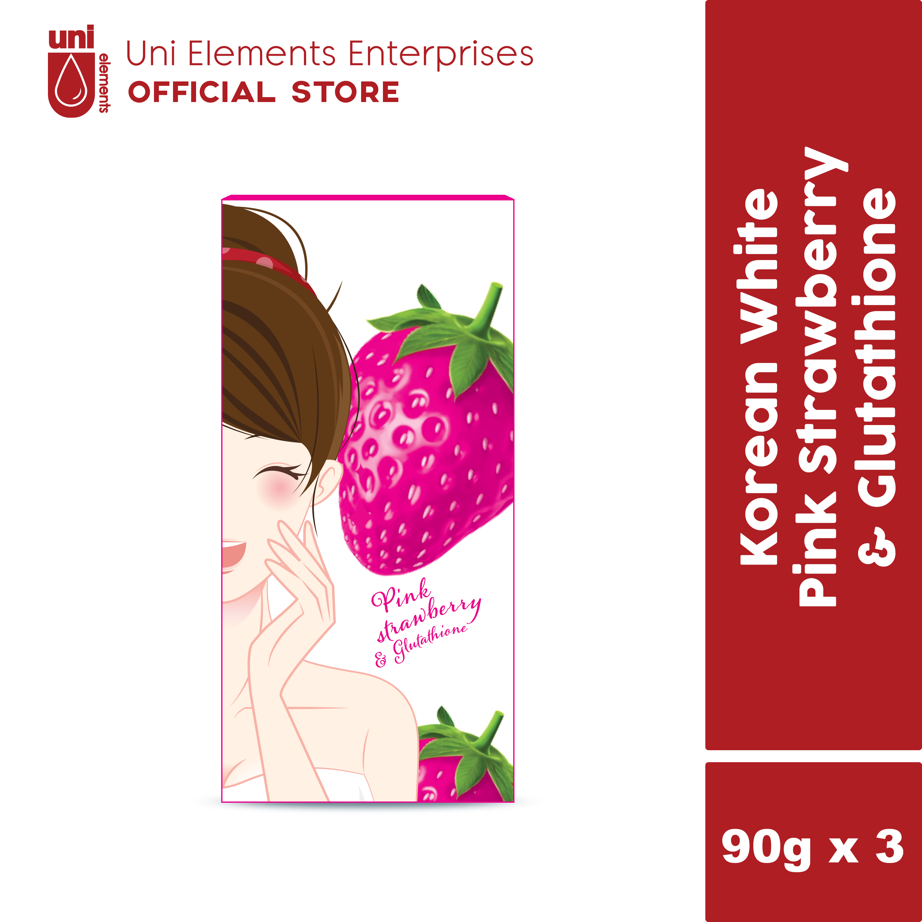 Korean White Pink Strawberry & Glutathione 90g x3