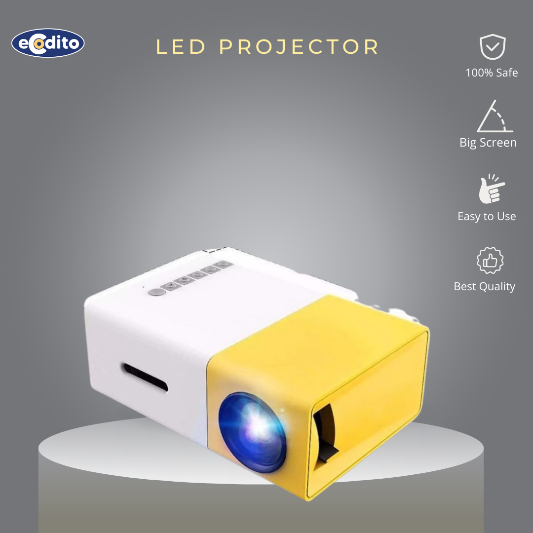 [eCodito] Mini Projector Portable HD Led Rechargeable Projector with Remote Control for Private