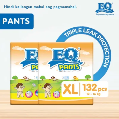 EQ Pants Mega Pack XL (12-16 kg) - 66 pcs x 2 packs(132 pcs) - Diaper Pants