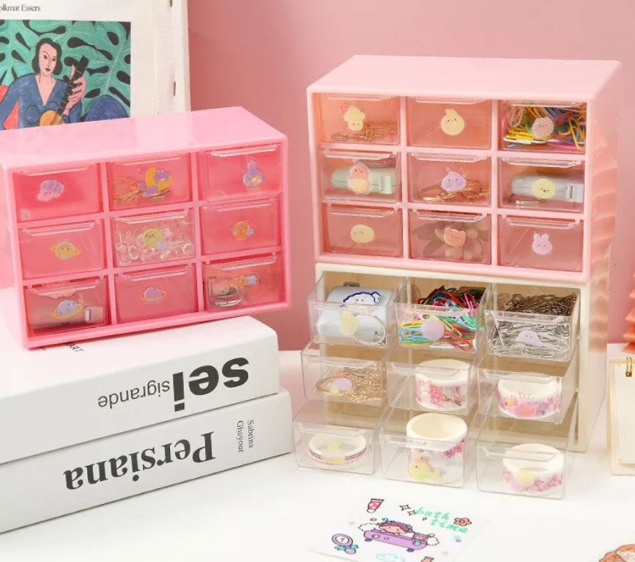 9 Drawers Mini Storage Organizer Desktop Organizer Office