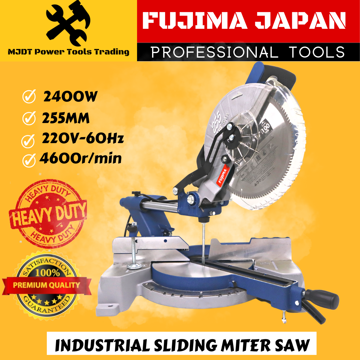 FUJIMA JAPAN 10" Sliding Aluminum Industrial Miter Saw 2400W FT