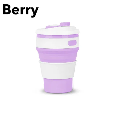 Berry 350ml Folding Silicone Cup Portable Silicone Telescopic Drinking Collapsible Coffee Cup Foldable Silica Mug Coffee Cups