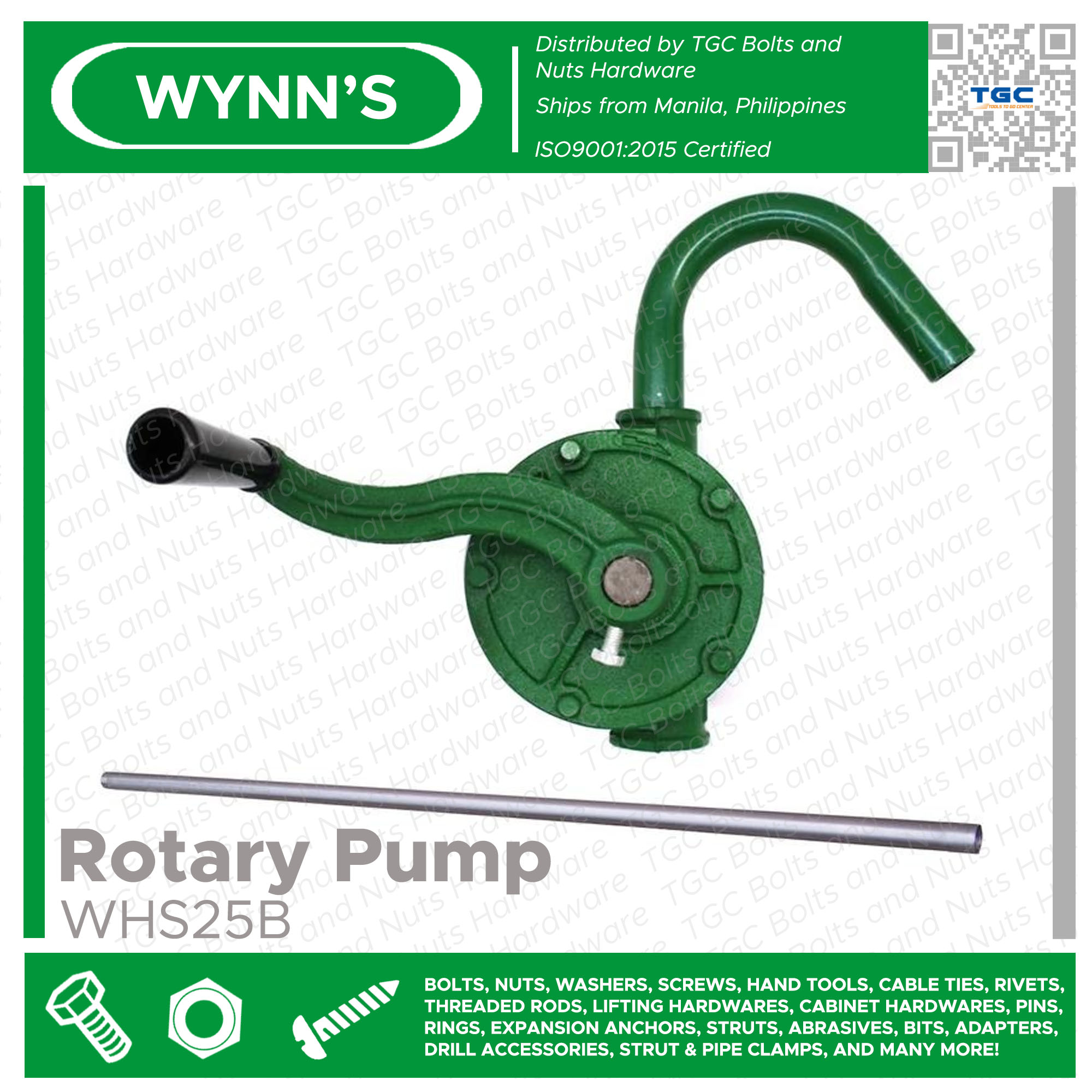 Wynns Rotary Oil Pump / Hand Manual Operated Rotary Drum Barrel Pump