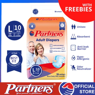 PARTNERS Basic Absorbent Adult Diaper LARGE (with FREEBIES)