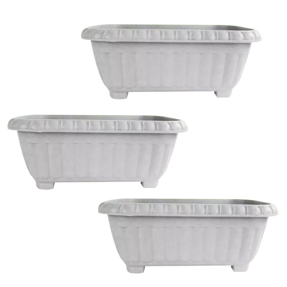Plastic Rectangular Flower Pots For Plants Green And White, Garden