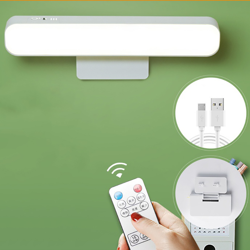 Vimite 3 Colors Wireless Desk Lamp With Remote Control USB Rechargeable Touch Reading Table Light With Angle Adjustment Plate Dimmable Eye Protection Bar Night Lamp for Room Wall Bedroom Dormitory Under Cabinet Lighting