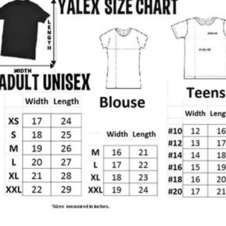 Yalex Red Label Size Chart