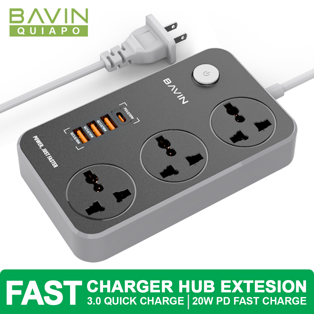 BAVIN PC262 w/7 in 1 USB Charger HUB Extension Fast Charging PD 20W