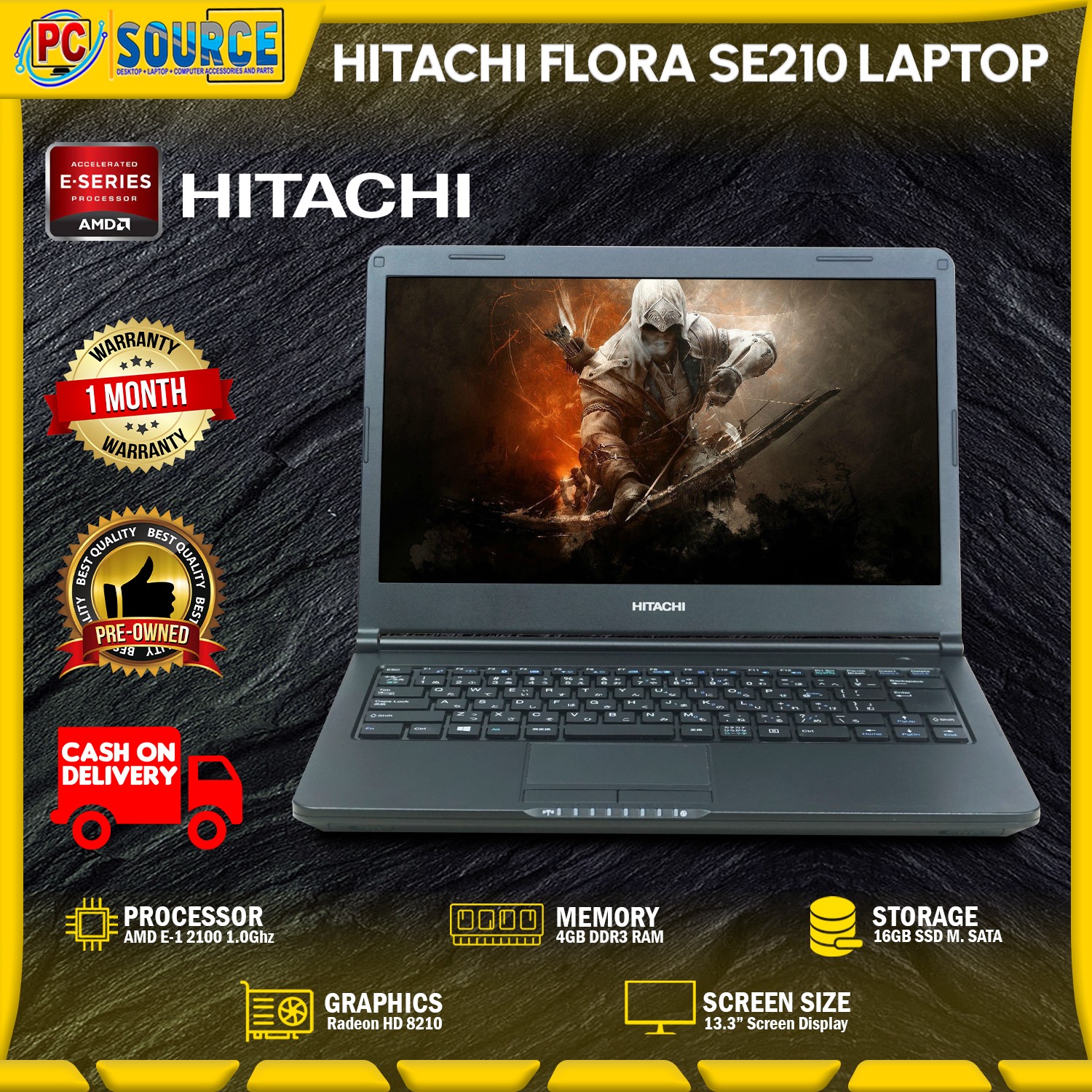 Hitachi Flota SE210 Laptop | AMD E-1 2100 4GB RAM DDR3 SSD M.SATA ...