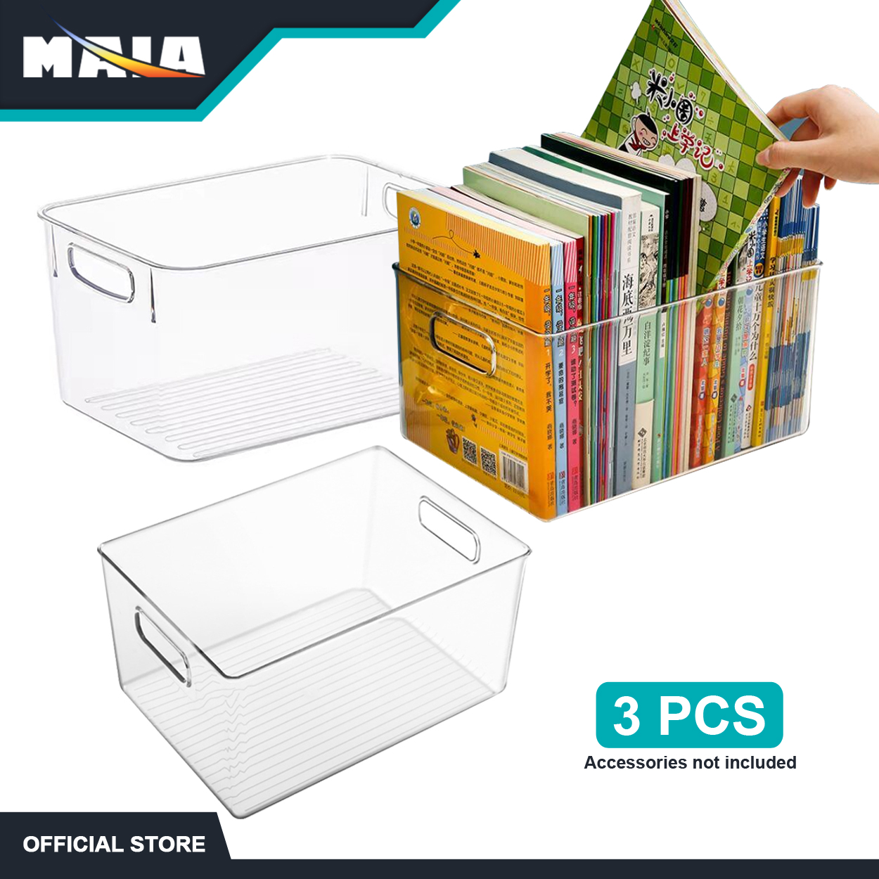 MAIA 3PCS Acrylic Desktop Finishing Box Bookcase Storage Box Lazada PH