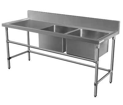 stainless steel table with double sink