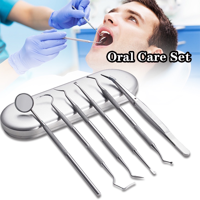 6pcs Professional Dental Tools Kit Stainless Teeth Cleaner Tools Dental