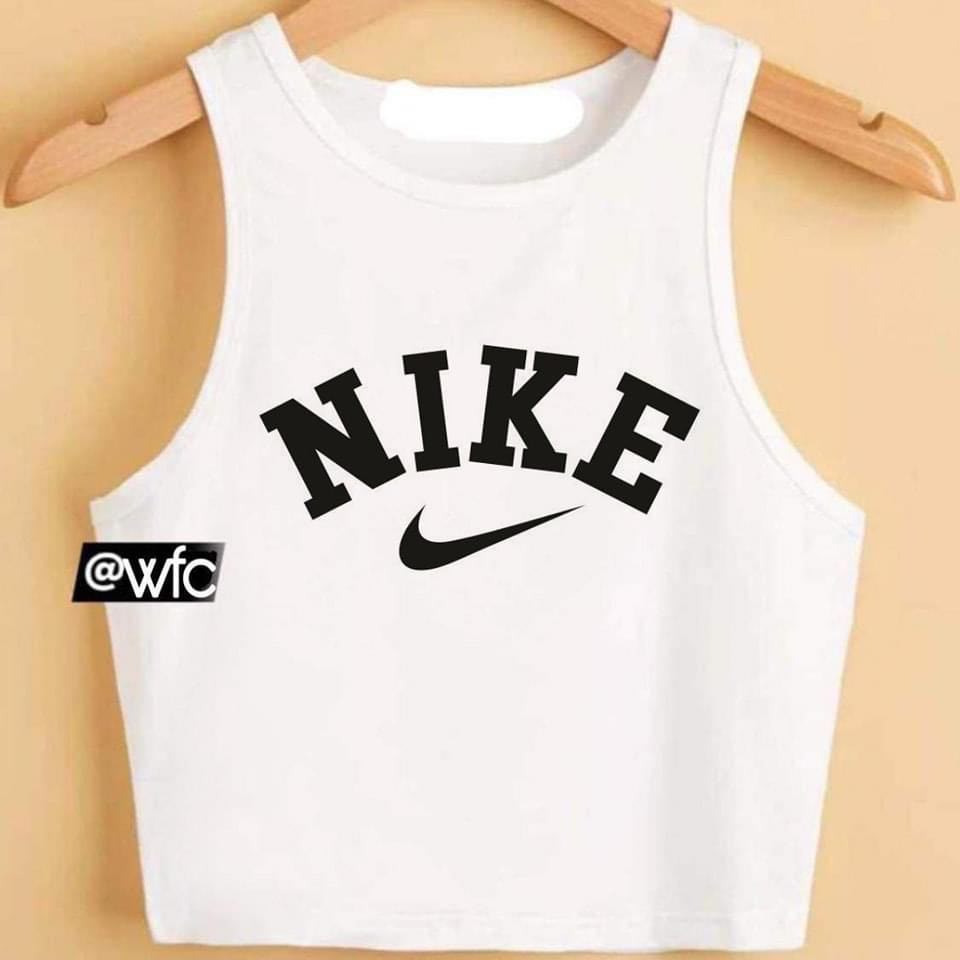 White Nike Swoosh Crop Top