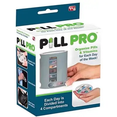 Pill Pro Pill Organizer Compact Pill Box 7 Day Compartments Tablet Holder Convenient Medicine Storage Box