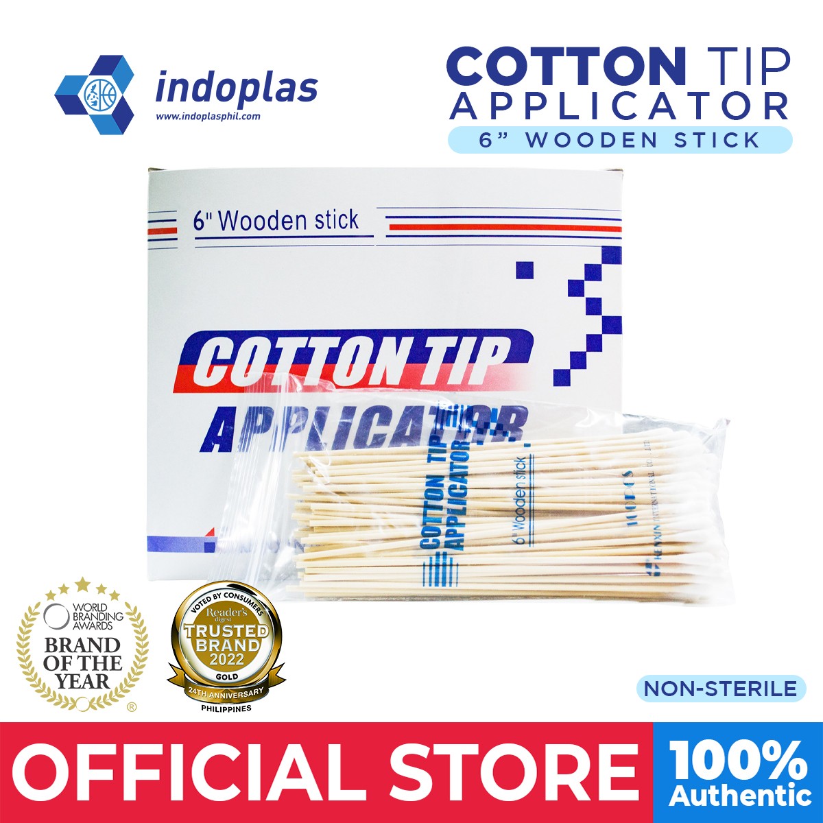 Indoplas Cotton Tip Applicator Stick Non Sterile Pack of 100 Lazada PH