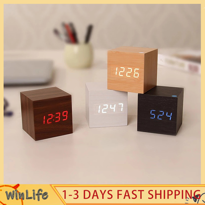 Digital Alarm Clock With Electronic LED Time Display, Voice Control