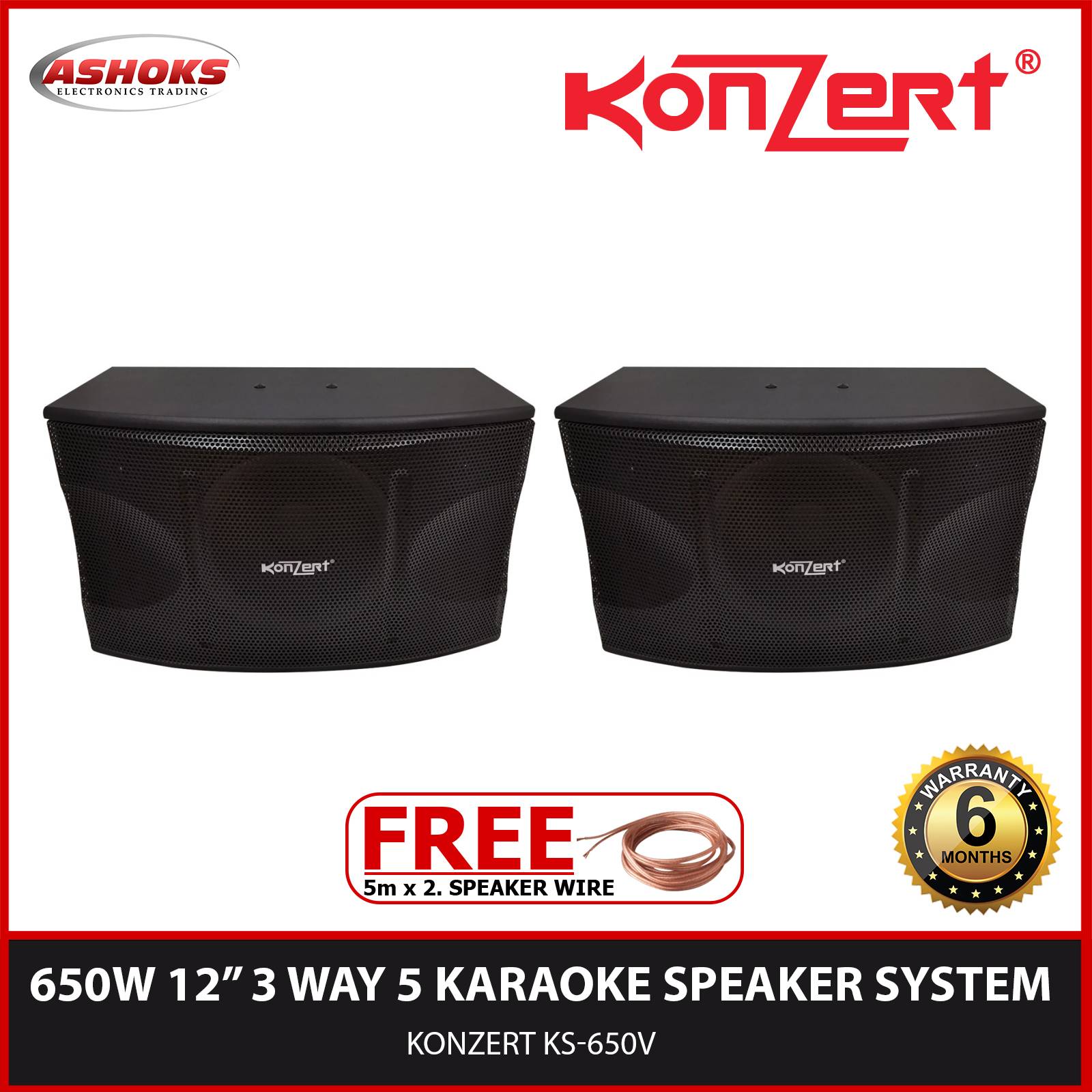 Konzert KS 650V Speaker / Karaoke Speaker System 650W / 12" 3 WAY