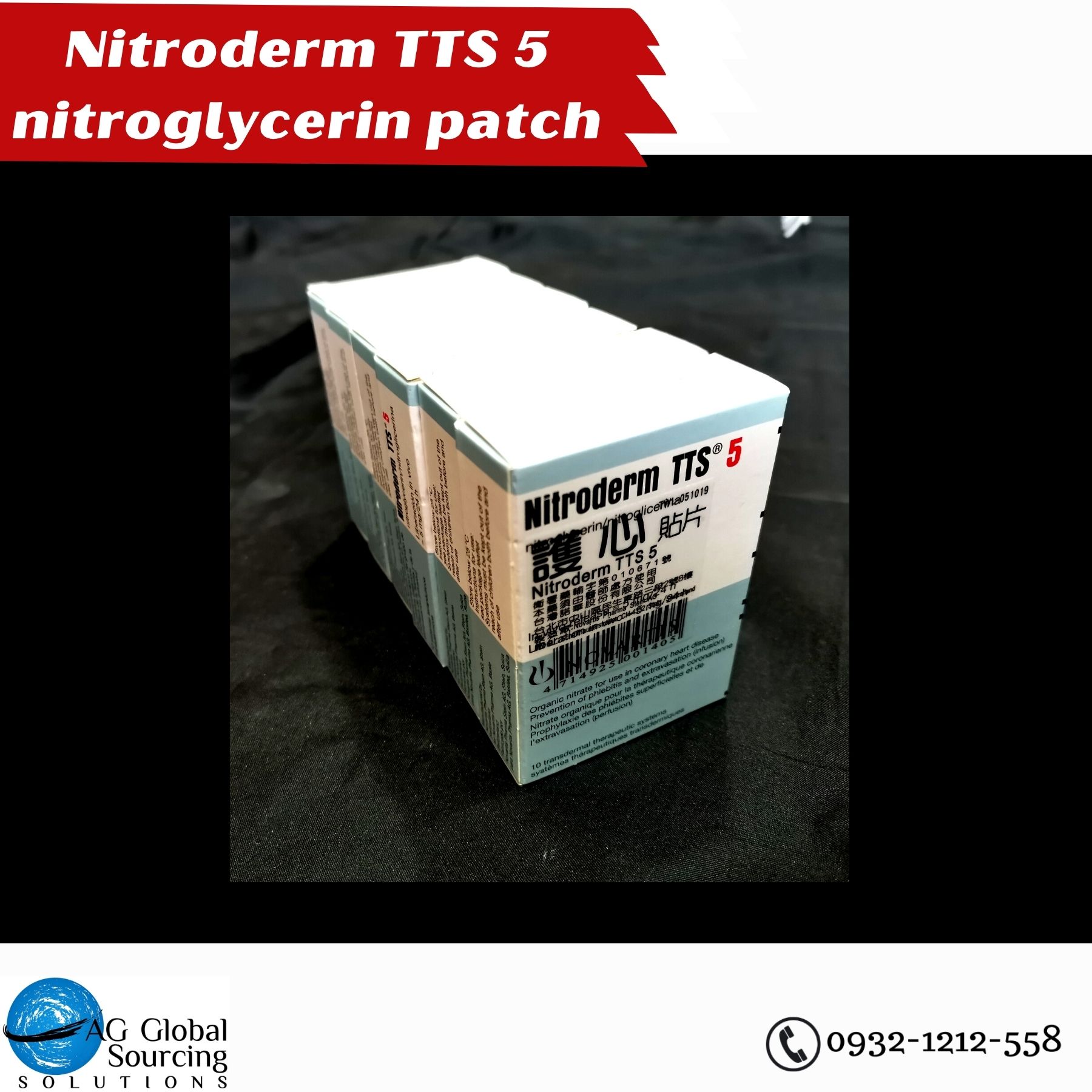 Nitroderm TTS 5 transderm nitroglycerin patch 5mg/24hrs 10pcs Lazada PH