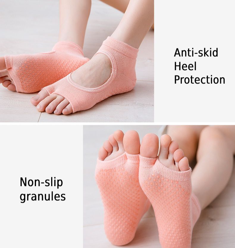 1Pair Non-Slip Yoga Socks Pilate Anti-Skid Socks Sports Halter