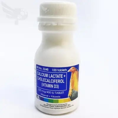 ARVET CHEM CALCIUM LACTATE FOR FIGHTING COCKS (sold per bottle) 100 tablets x 1 bottle - petpoultryph