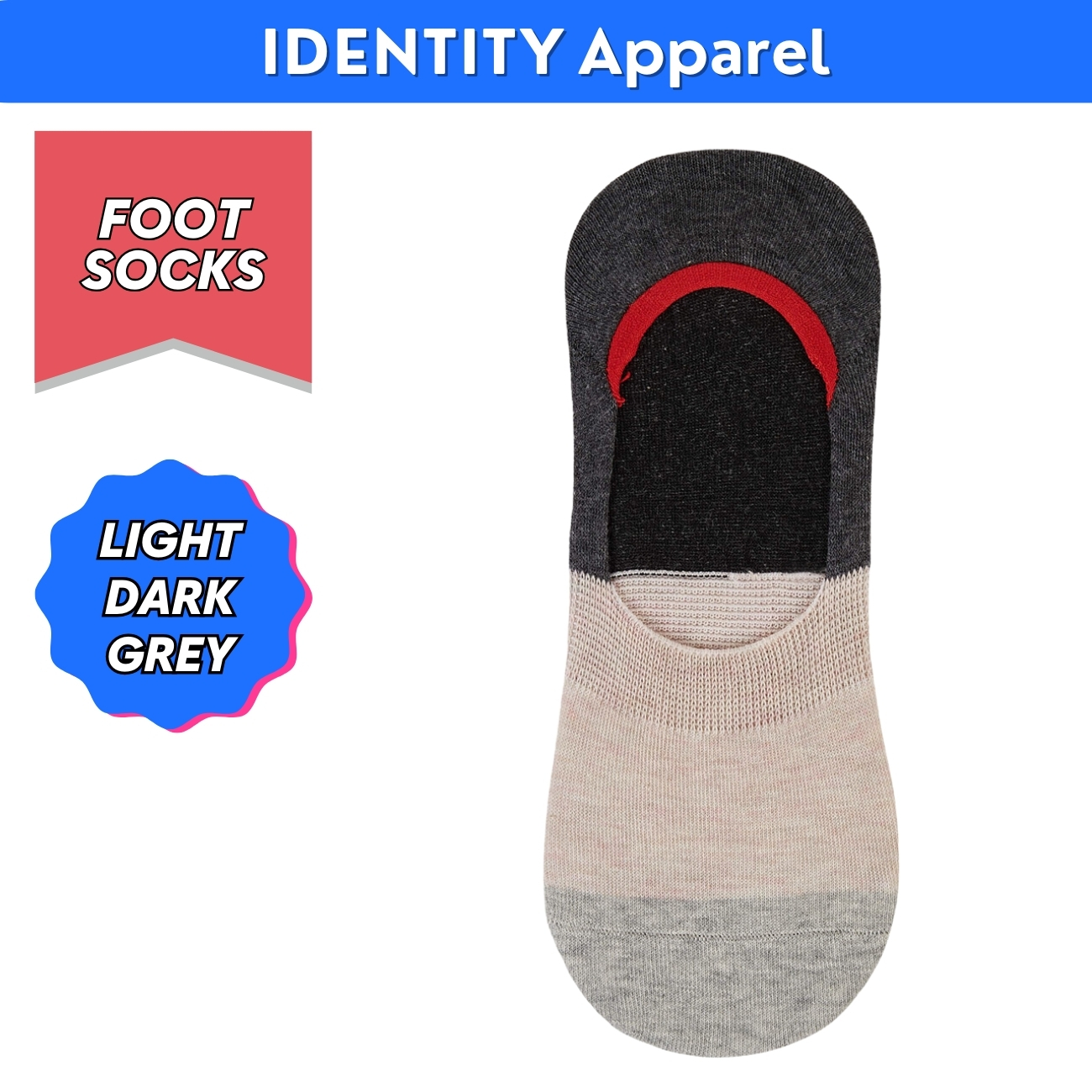 IDENTITY Apparel Men's No-Show Invisible Colored Cotton Boat Socks