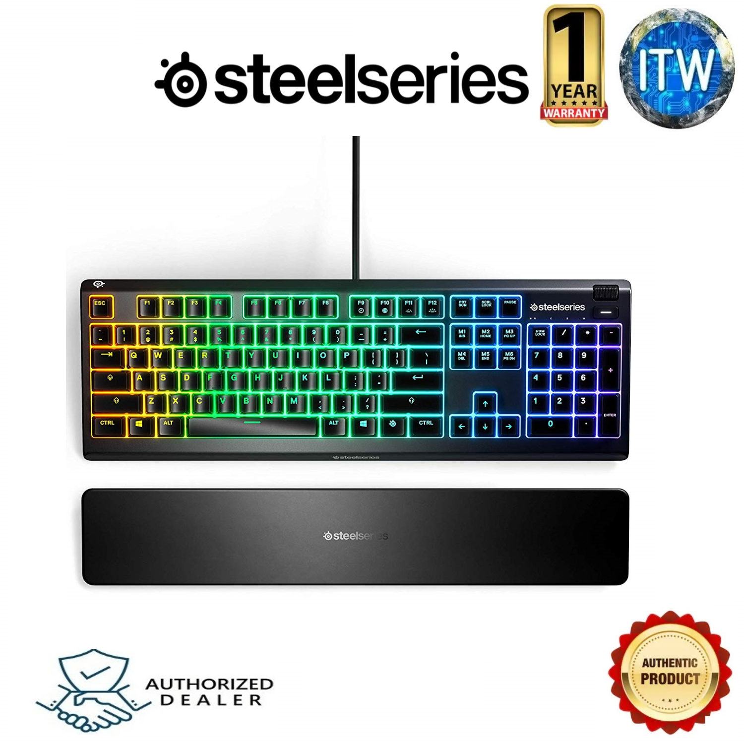 Teclado Gamer SteelSeries Apex 3 / Iluminación RGB de 10 zonas / IP32