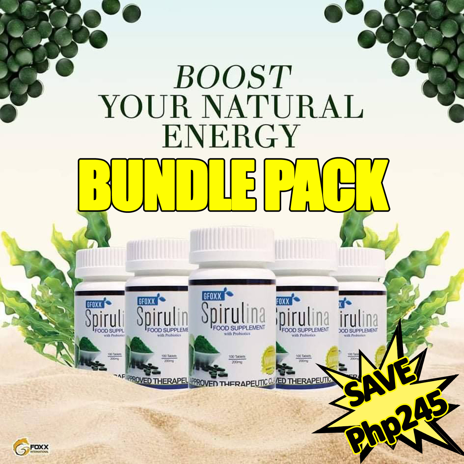 Prima Health Spirulina (ORIGINAL) BUNDLE PACK (5 Bottles), Probiotics