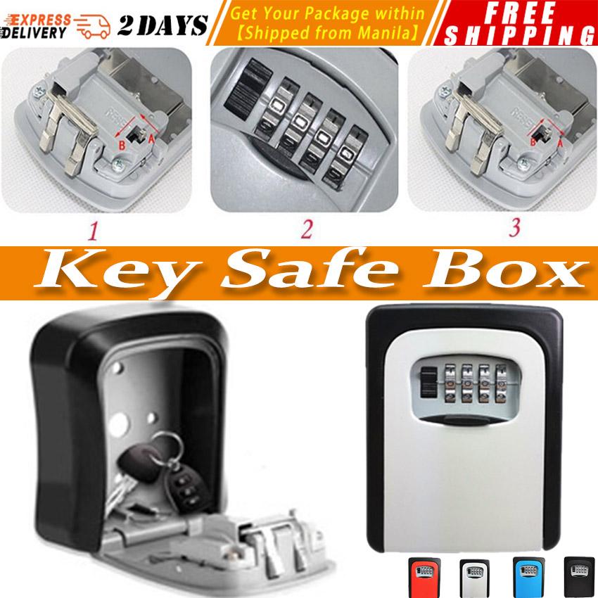 Key Storage Lock Box, 4-Digit Combination Lock Box, Wall Mounted Lock ...