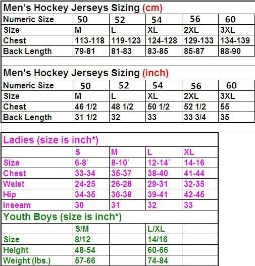 hockey jersey sizing