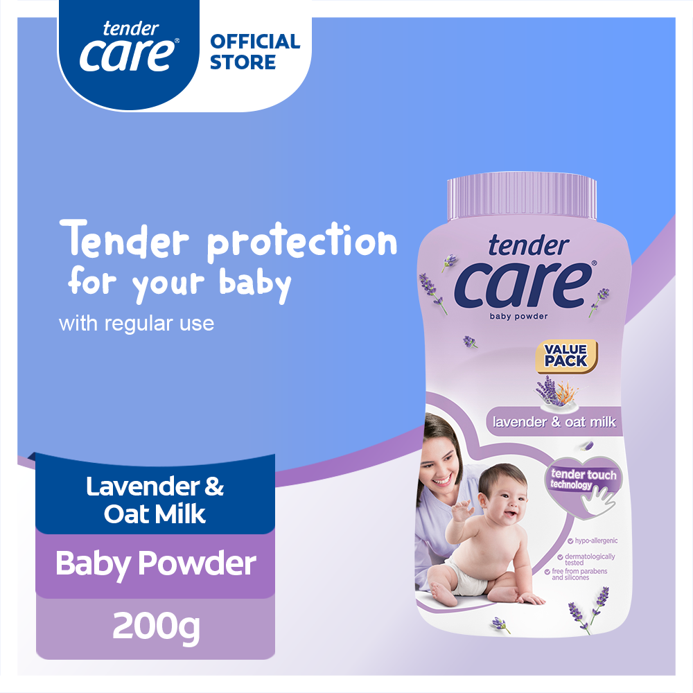 TENDER CARE, Hypo-allergenic Baby Powder Lavender & Oat Milk 200g