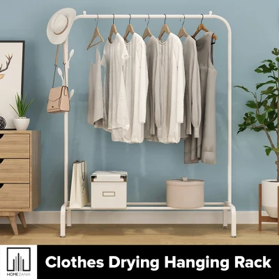 White Anti Rust Garment Rack Clothes Hat Hooks Hanger Cloth Organizer 1Pc 150 By 110 Cm