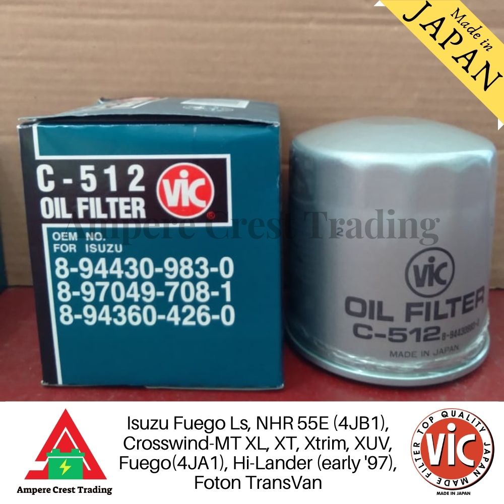 Vic Oil Filter C512 for Isuzu Fuego / NHR 55E (4JB1) / CrosswindMT