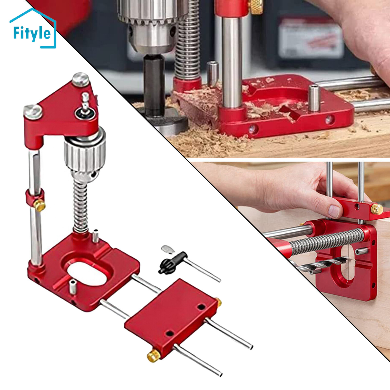 Adjustable Woodworking Drill Hole Jig With 10 Holes 3-12mm Punch ...